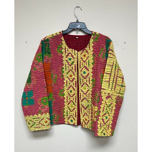 Kantha Jacket Vintage Handmade 100% cotton Patchwork Jacket Floral Cotton Jacket - Picture 4 of 7